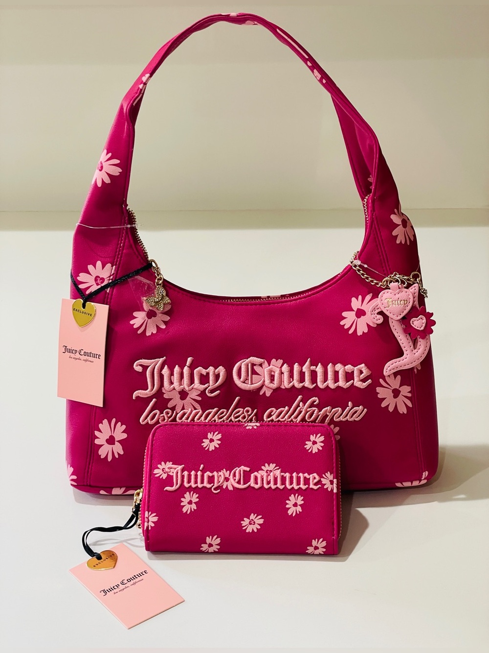 Juicy Couture Daisy For Juicy Raspberry Hobo Bag with Matching Essential Wallet